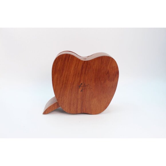 Artisan-Signed Wooden Apple Puzzle BoxHand-Carved • Hidden Compartment - Picture 3 of 14